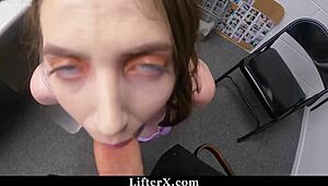 damn i got caught stealing now this cop bends me over punishes my teen pussy doggystyle in the garage