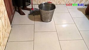 ebony chubby CLEANER takes BBC deep! amateur room service turns into doggystyle creampie pounding!!