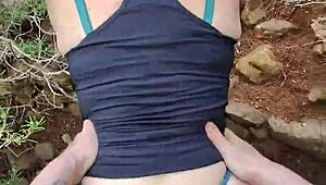 ever wonder what happens when milf flashes panties outdoors for public doggy in forest?