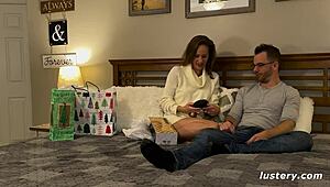 Atreus dominates Mariah in lustery submission, mutual masturbation with vibrator on her shaved pussy close-up