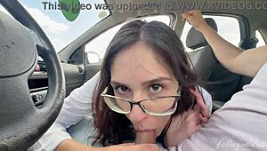 i got caught deepthroating his big cock in public car