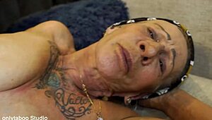 ugly 77yo granny spreads saggy tits for brutal bbc assfucking