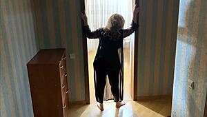 Stepmom Blocks Door And Takes Dick In Ass And Mouth