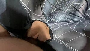 Petite spider girl barely contains her playful urges any longer