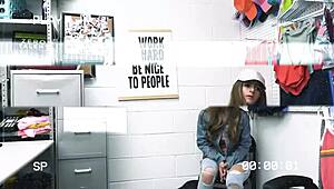 LP Officer Drags Shoplifting Stepdaughter to Back Office for Intense Cowgirl Ride and Handjob