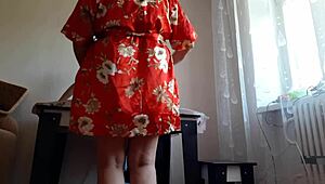 while my girlfriend shops her mom sneaks in fucks me loud with strap-on and big tits illusion