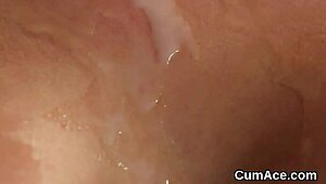 nasty babe slurps jizz loads in wild bukkake face cumshot frenzy