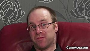 Flirty Model Swallows Jizz Facial in Cum Swapping Blowbang!