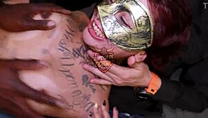 Annie the horny brazilian housewife moans wildly as her black lover pounds her juicy shaved pussy and big tits in the cuckold arena