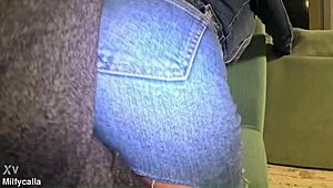 i teased him hardcore till he ripped my jeans for double cumshots on my curvy latina ass