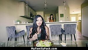 Stepdaughter welcomed by Roxanne and Duncan Saint for hardcore family fuck