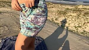 We stopped the car by beach road for sand sex!