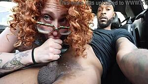 yo white girl gags chokin on bbc deepthroat in car front seat outdoors