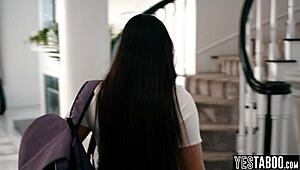 stepdad's big dick trains petite latina teen stepdaughter pov blowjob deepthroat 😈👅