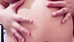 Pregnant Arab stepmom strips webcam teasing hairy pussy for hard fuck