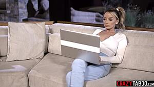 big tits milf stepmom pristine edge rides stepson's monster cock rough