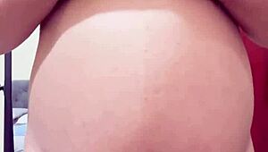 Pregnant Arab stepmom strips webcam teasing hairy pussy for hard fuck