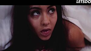 Lesbian Stepsisters Anya Krey And Aisha Wake For Sensual Morning Licking Kissing 69