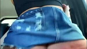 road trip slut sits bareback on cock mid-drive