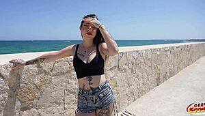 german scout picks up inked latina melania dark for raw no-condom holiday casting fuck 🇩🇪🔥